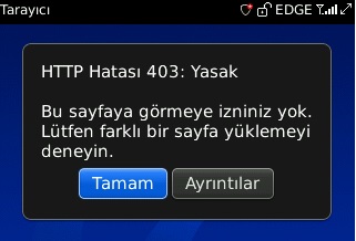 Blackberry HTTP hatası 403:Yasak hatası çözümü