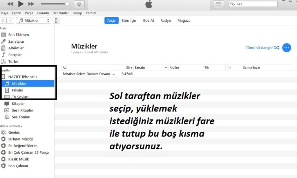 apple muzik yukleme cek birak iPhone’a Müzik Yükleme (Resimli Anlatım)