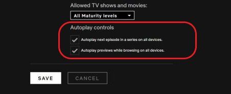 Netflix otomatik oynatma ayarlarını kapatmak için bu seçeneklerin seçili olmaması gerekiyor.
