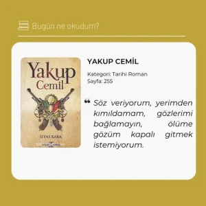 Yakup Cemil kitabının kapağı ve kitapta yer alan Yakup Cemil'e ait olduğu iddia edilen bir söz.