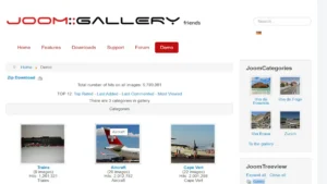 JoomGallery eklentisi demo sayfasından bir görüntü.