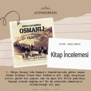 Dünya Savaşında Osmanlı ve Filistin kitabı kapak fotoğrafı ve kısa bir yorum.